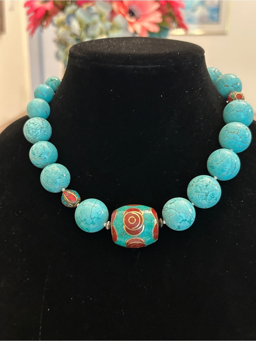 Blue Natural Stone Statement Necklace